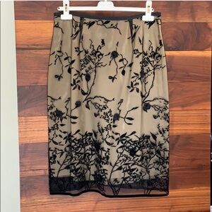 Rickie freeman black lace beaded skirt